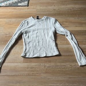 SHEIN white Ribbed Bib Collar shirt